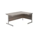Jemini Radial Right Hand Single Upright Desk 1800x800-1200x730mm Grey Oak/Silver KF846017 - Image 1