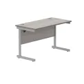 Polaris Rectangular Single Upright Cantilever Desk 1400x800x730mm White/Silver KF882338 - Image 1