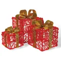 LED Outdoor/Indoor Light Up Christmas Presents Red (Pack of 3) GH9068 - Image 1