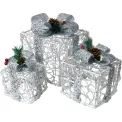 LED Outdoor/Indoor Light Up Christmas Presents Silver (Pack of 3) GH9069 - Image 1