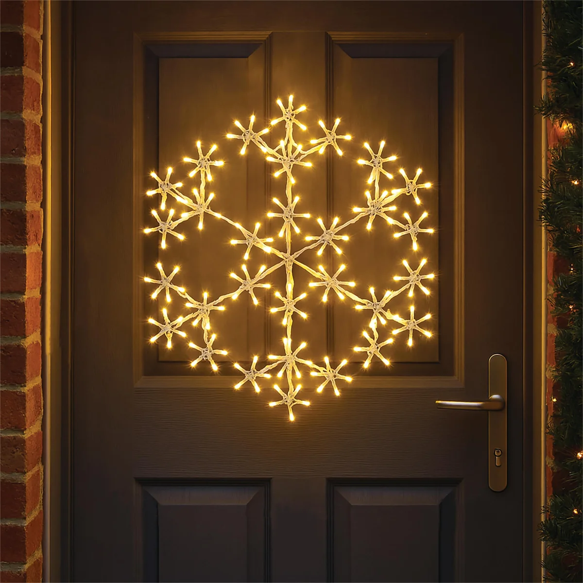 LED Metal Outdoor Christmas Snowflake Light 490mm Warm White XH10077 - Image 1
