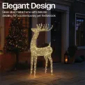 LED Outdoor Metal Light Up Deer 1180mm Silver/Warm White XH10094 - Image 2