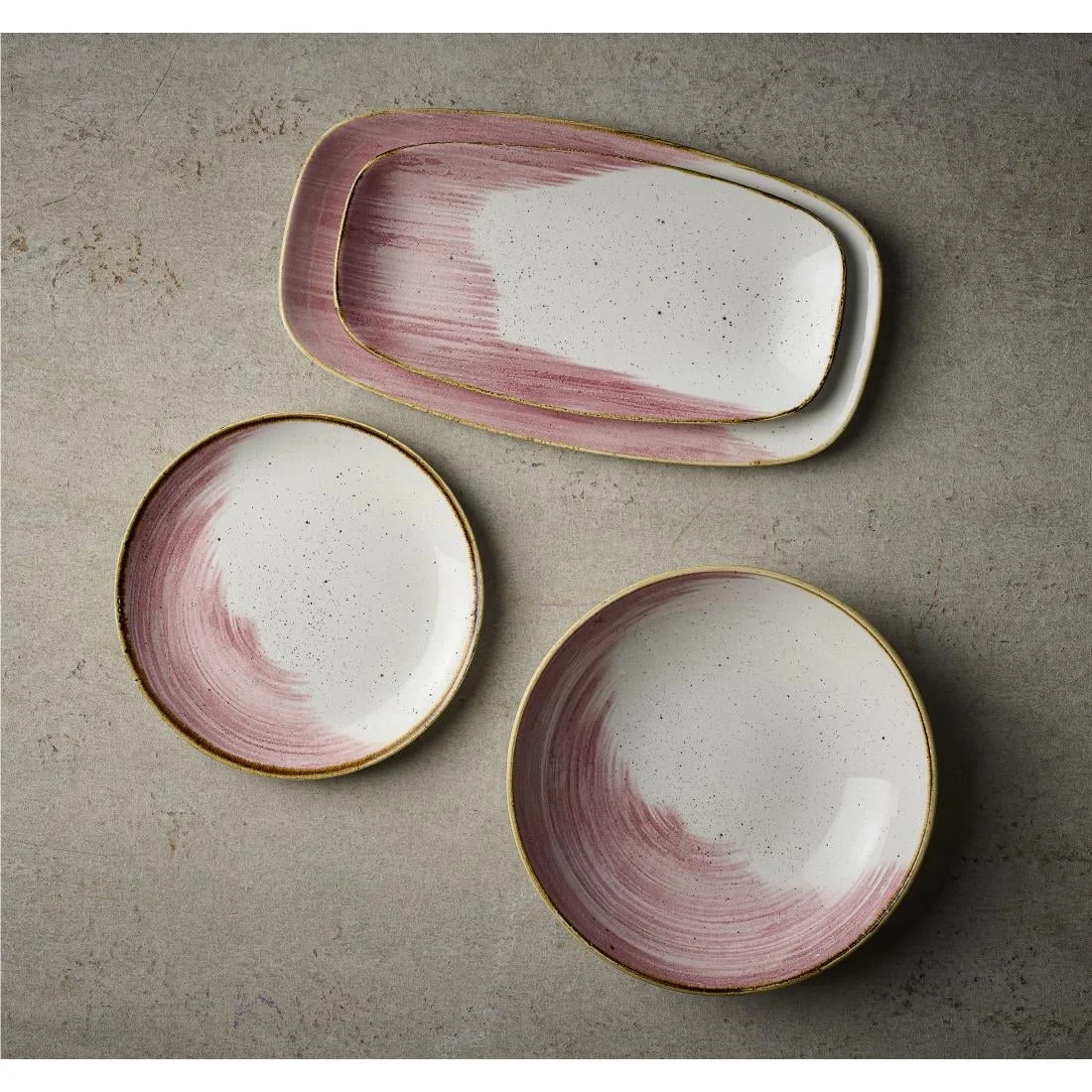 Churchill Stonecast Accents Chefs Oblong Plates Petal Pink 355x189mm (6 Pack) - Image 2