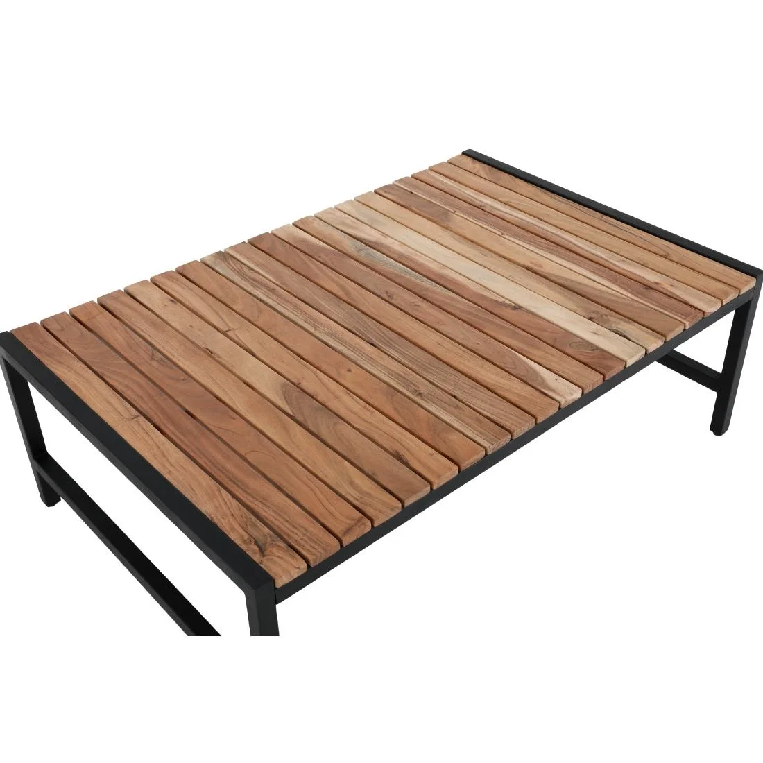 Bolero Steel and Acacia Low Coffee Table 1200x800mm - Image 2