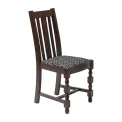 Mayfair Dark Wood High Back Dining Chair with Black Diamond Padded Seat (Pack of 2) - Image 1