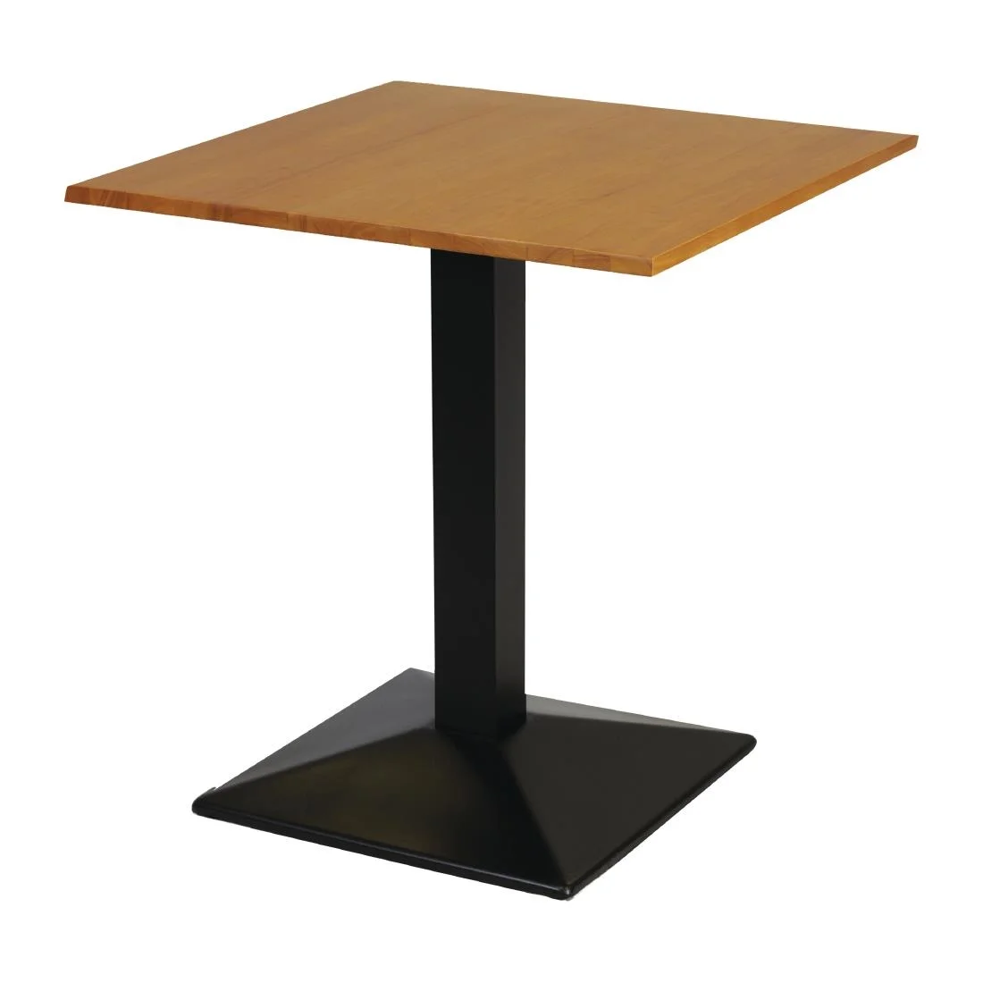 Turin Metal Base Pedestal Square Table with Soft Oak Top 700x700mm - Image 1