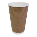 Fiesta Recyclable Coffee Cups Ripple Wall Kraft 455ml / 16oz (Pack of 25) - Image 1