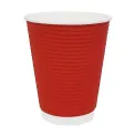 Fiesta Recyclable Coffee Cups Ripple Wall Red 340ml / 12oz (Pack of 500) - Image 1
