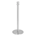 Bolero Flat Base Barrier Posts Brushed Stainless Steel (2 Pack) - Image 1