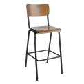 Bolero Cantina Back Rest High Stool with Seat Pad Dark Walnut Effect - Image 1