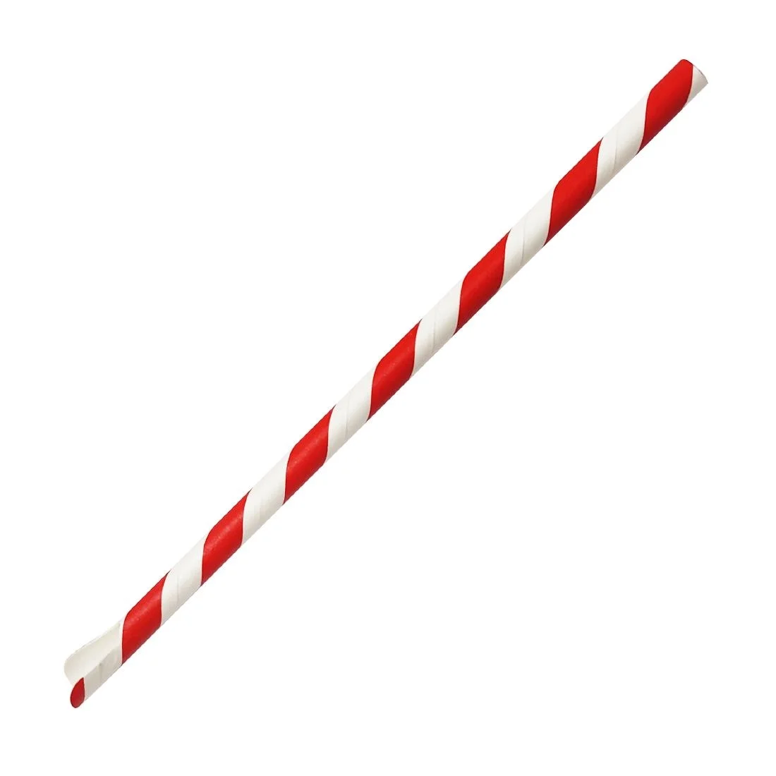 Fiesta Compostable Paper Spoon Straw Red & White Stripe 210x8mm (250 Pack) - Image 1