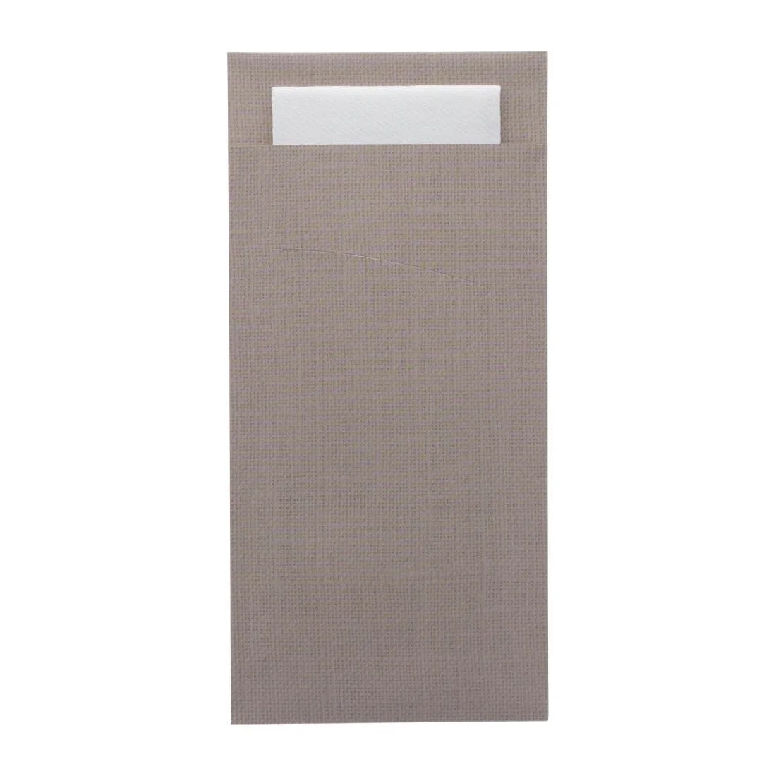 Europochette Extra Size Greige Cutlery Pouch with White Airlaid Napkin (200 Pack) - Image 1