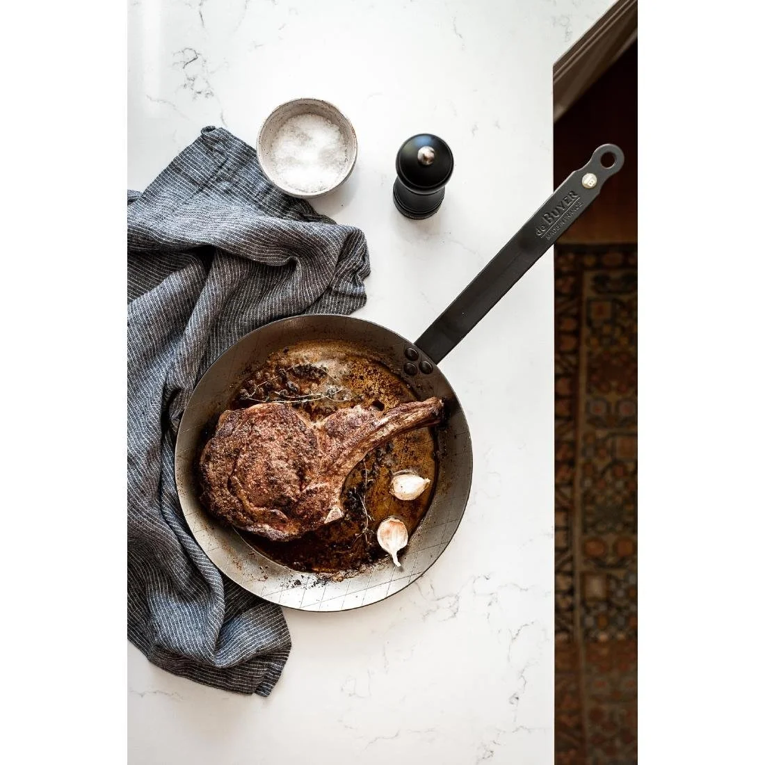 De Buyer Mineral B Steel Steak Frying Pan 24cm - Image 3