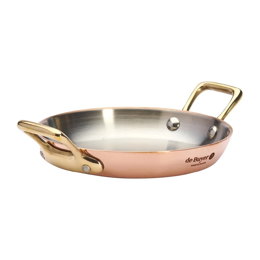 De Buyer Inocuivre Round Dish with Brass Handles 12cm - Image 1