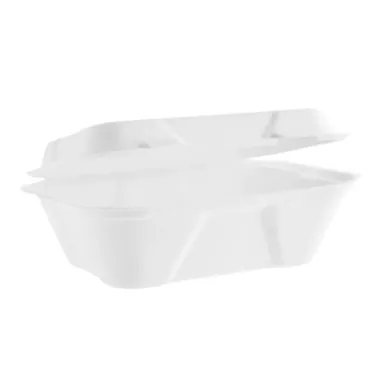 Vegware Compostable Bagasse Clamshell Hinged Meal Boxes 7"x 5" (500 Pack)
