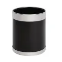 Bolero Black Waste Paper Bin with Silver Rim - Image 1